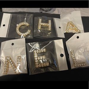 Chanel 6 Letter Gold Brooches